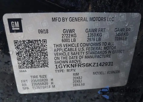 2019 Cadillac Xt5 Premium Luxury from USA, damaged, VIN 1GYKNFRS6KZ142931